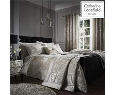 Catherine Lansfield Crushed Velvet Parure pour Couette, Polyester, Naturel, Super King