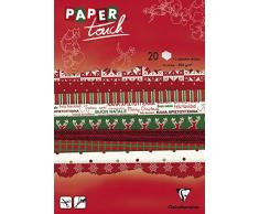 Clairefontaine 95178C - Un bloc de 20 papiers imprimés assortis 14,8x21 cm 200g (10 designs x 2 feuilles) + 2 planches de stickers alphabet + 2 planches détiquettes à découper, NoëL