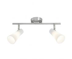 Brilliant AG 65013/77 Plafonnier à 2 lumières, Verre, E14, 28 W, Acier Chrome/Blanc