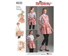 Simplicity Patron de couture de tablier vintage pour femme Papier blanc 22 x 15 x 1 cm