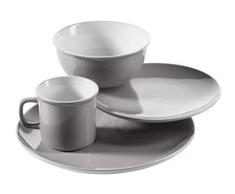 Mäser Maila 931444 Service de vaisselle vintage en céramique, pour 1 personne, style moderne et rétro, Grès, Single-set Grau, 4 Teile