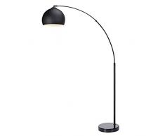Lampadaire Arquer arc lampe de sol abat-jour noir pied marbre noir VN-L00013-EU