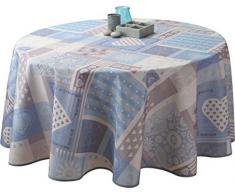 Le linge de Jules Nappe Anti-Taches EOS Bleu - Taille : Ronde diamètre 160 cm