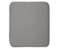 InterDesign iDry tapis de sechage, grand tapis égouttoir vaisselle en microfibres polyester, tapis évier épais à séchage rapide, couleur étain/ivoire