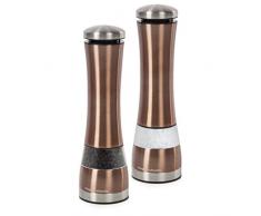 Moulin à sel et Poivre électronique par MORPHY, Acier Inoxydable, cuivré, 6.5 x 6.5 x 22 cm