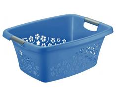 Rotho Flowers Panier à Linge, Bleu, 25 l