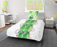 Soleil docre Tahiti Parure housse de couette, Coton, Blanc, 140x200 cm