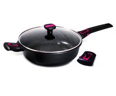 Baumalu 383604 Sauteuse avec Couvercle 28 cm Granit Pro, Aluminium forgÃ©, Noir