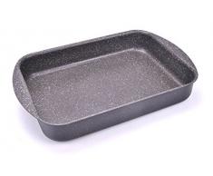 Alluflon Etnea Plat Ã Lasagne en aluminium, AntiadhÃ©sif FaÃ§on Pierre, Noir, 31 cm