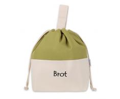 slowroom Sac à Pain Coton, Ornement Olive, 32 x 35 cm