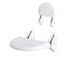 MSV 140698 Siege de Douche Mural Rabattable, Abs/Acier Inoxydable, Blanc