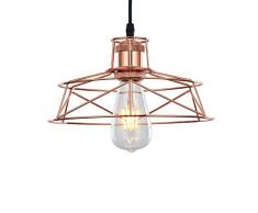 INNOTECK Abat-jour de Plafond Vintage - Suspension en Métal Cuivre Rose Cage Lustre Abat-jour
