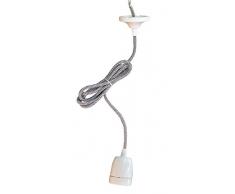 Tibelec 771880 Suspension CÃramique Fil Tissu E27 Noir/Blanc, Céramique, Rouge