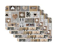 Venilia Set de table LOVE IN THE AIR, 45 x 30 cm, 4 pcs, antidÃ©rapant rÃ©siste Ã la chaleur et fait, PolypropylÃ¨ne, 59068