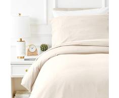 AmazonBasics Parure de lit avec housse de couette en flanelle 140 x 200 cm/65 x 65 cm x 1, Gris