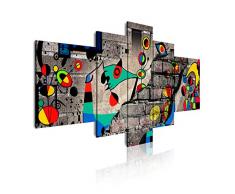 Dekoarte 445 - Tableau moderne sur toile montÃ© sur cadre en bois 5 piÃ¨ces, style MirÃ³, 180x85cm