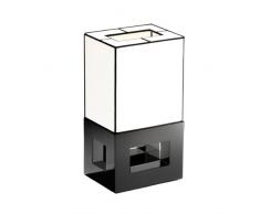 ZaoZam ZZT 17 A Elara Lampe de Table Pied Laqué Noir + Abat-Jour Tissu Blanc 24 x 18 x 45 cm