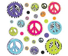 Thedecofactory RMK1860SCS Lot de 26 Stickers Signe Peace Motifs Zebre Roommates Repositionnables, Vinyle, Multicolore, 104 x 26 x 2.5 cm