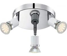 Globo lighting plafonnier, spots, chrome, métal blanc incl. 3xgu10 led 2,5w 230v (10710), 200lm, 3000k
