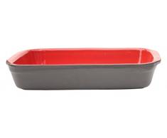 Amazing Cookware Plat rectangulaire en cÃ©ramique, Noir Mat/Rouge, 32Â x 22Â cm