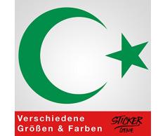 Sticker Genie Autocollant Mural avec Inscription Â« AY YILDIZ Â» - Motif Demi-Lune - Vert - 50 x 37 cm