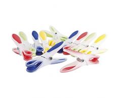 MSV 100399 Lot de 12 Pinces à Linge Bi-Matière Rouge/Jaune/Vert/Bleu 8,5 x 1,6 x 0,1 cm