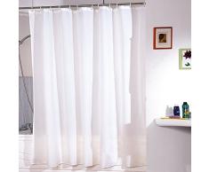 MSV Rideau de Douche 180x200cm de Polyester en Blanc, 200x18x1 cm