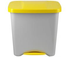 Denox 24160.102 Poubelle Ã PÃ©dale Ãcologique, 50 L, Jaune, PolypropylÃ¨ne, Unique