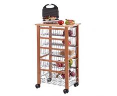 Arredamenti Italia AR_IT- 594 OLIVER Desserte Cuisine Hêtre Massif couleur Cerise 34 x 85 x 47 cm