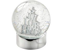 WeRChristmas Décoration 11 cm Joy Love Peace Boule de Neige Décoration de Noël, Blanc, Multicolore