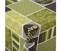 Venilia Rectangle Nappe I Love Olive Linge de Table Toile cirée Maintenance réduite hydrophobes, Polyester, PVC, rectangulaire, 140 x 200 cm, 55061, 140 x 200 cm