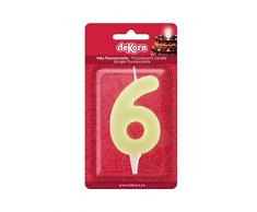 Aurore 345272 Bougie danniversaire NumÃ©ro 6 Phosphorescente, Plastique, Fluorescent, 6 x 2 x 6 cm
