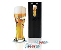 RITZENHOFF Verre Ã biÃ¨re blanche Debora Jedwab, en cristal, 500 ml, avec cinq couvercles Ã biÃ¨re