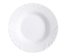 Luminarc J6691 6 Assiettes Creuses 23 cm-CADIX, Opale-Verre trempé, Blanc, 23,8 cm
