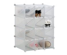Mondex INX407-00 Rangement à Chaussures Modulable avec 12 Casiers Plastique Blanc 37 x 62 x 81 cm