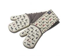 Zeal Paire de Gants de Cuisine en Silicone très résistants, Coton, Cream/Cat, 26 x 19 x 26 cm