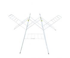 MSV 130035 Etendoir AccordÃ©on Acier Peint/PolypropylÃ¨ne Blanc/Bleu 140 x 66 x 105 cm