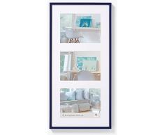 Walther, New Lifestyle, Cadre en Plastique pour 3 Photos, 26.6x52 cm, Bleu