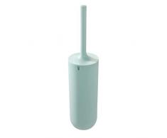 iDesign Brosse WC avec Support Balai WC Fin en Plastique Balayette WC autoportante avec Tête de Brosse aux Poils en Silicone - Bleu Clair