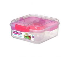 Sistema Bento Cube Box to Go avec Fruits/Pot de Yaourt, Clair/Rose, 1.25Â Litre