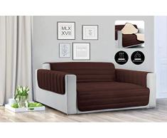 Waterproof Trendy housse de canapé matelassé Marron/Crème, 3 places