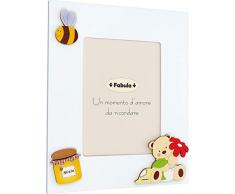 Fabula Cadre de Table laquÃ© avec Applications en Bois Naturel Â« Ours Fleur Â» pour Photo 13 x 18 cm Vertical, Multicolore, 13 x 18 cm