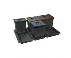 ELLETIPI Metropolis PTC28 09050 2F C10 PPV Poubelle de tri sélectif à tiroir, Gris, 81 x 46 x 28 cm