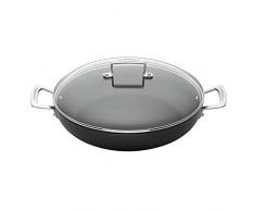 Le Creuset, Sauteuse Provençale Anti-Adhérente en Aluminium Forgé avec Couvercle, à 24 cm, Sans PFOA, Compatible avec Toutes Sources de Chaleur (y Compris Induction), Anthracite/Argenté