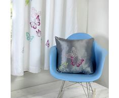 Tobias Baker Coussin CarrÃ© Papillons Gris 45 x 45 cm Polycoton 50% Polyester Blanc Argent