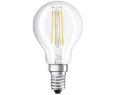 Osram Value Classic P40 E14 2 700 K. Ampoule LED sphérique transparente 220 â 240 V 4 W 2 700 K E14 470 lumens. Ãquivaut à 40 W. 10 000 heures. 78 x 45 mm.
