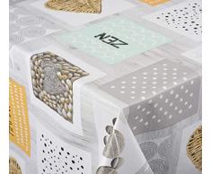 Venilia ZÃNITUDE Nappe Harmony Linge de Table Toile cirÃ©e Maintenance rÃ©duite hydrophobes, Polyester, PVC, ovales, 140Â x 200Â cm, 55001, 140 x 200 cm