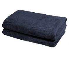 Fleuresse 2828 Fb. 2 Serviette de bain Ã©ponge 70 cm x 140 cm Bleu foncÃ© Lot de 2