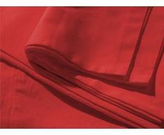 Heckett Lane Drap Plat 100% Satin de Coton mako Rouge 270 x 290 cm