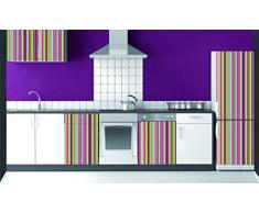 DECORATION adhésive pour CUISINE et réfrigérateurs Rayures Autocollant, Polyvinyle, Multicolore, 59,5 x 0,1 x 180 cm